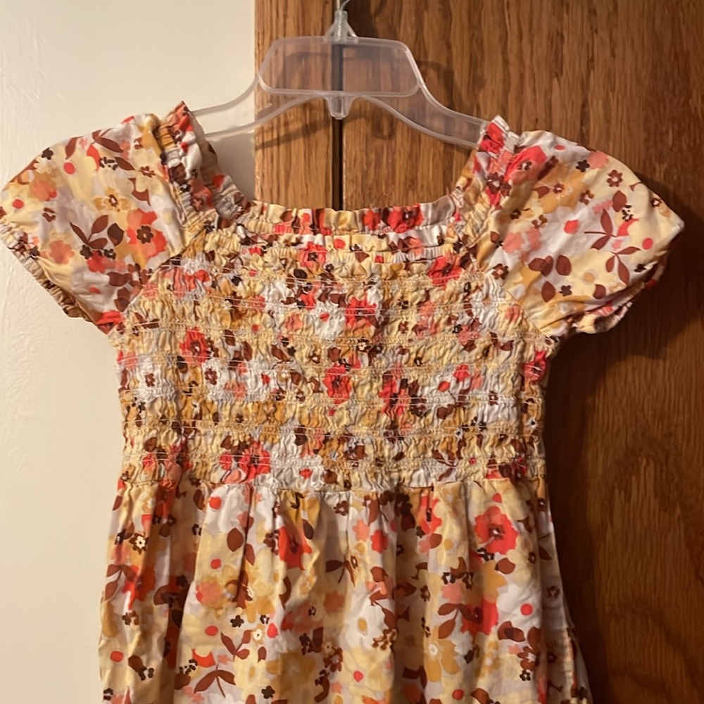 CARTERS UEC Girls size 7 fall floral maxi dress orange white print smocked top - Picture 3 of 11